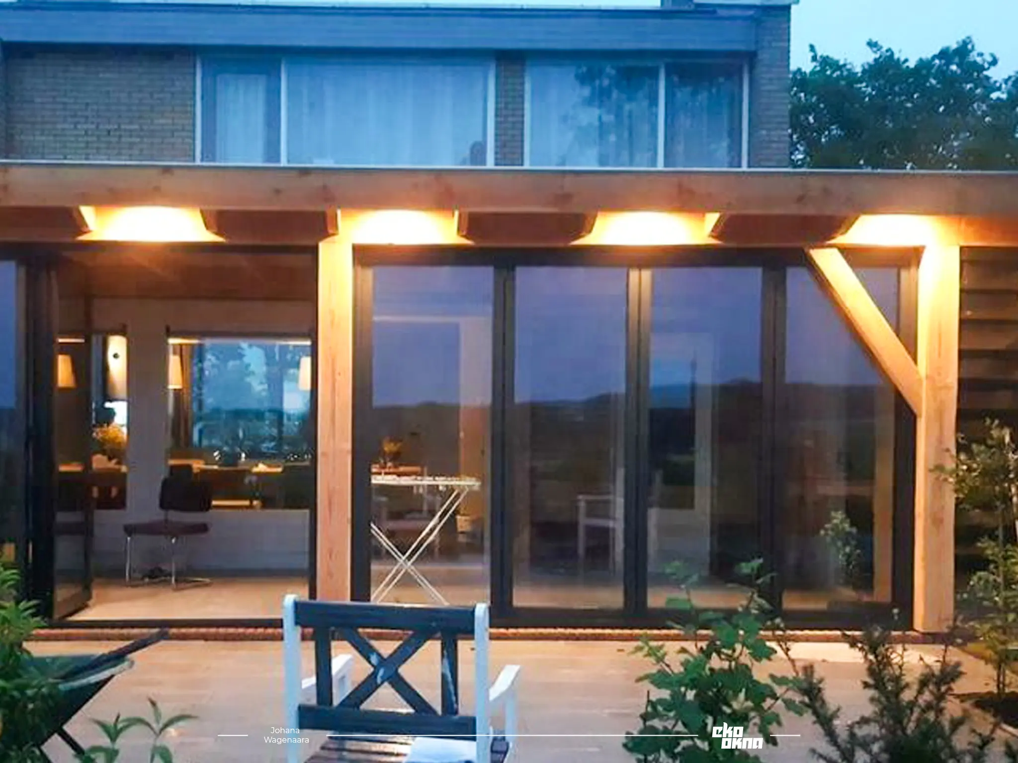 Folding patio wall open