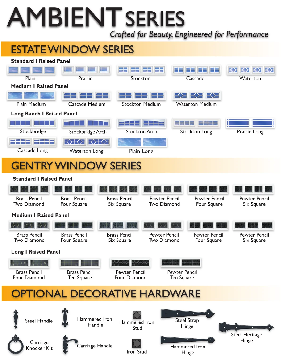 Safe-Way Ambient brochure page 3 — Estate and Gentry window series and decorative hardware
